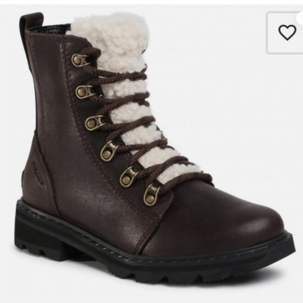SOREL WOMEN’S LENNOX LACE COZY BLACKENED BROWN BOOT SZ 8